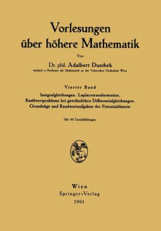 Livre Vorlesungen UEber Hoehere Mathematik Adalbert Duschek