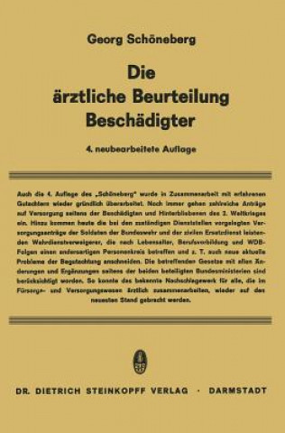 Książka Die Arztliche Beurteilung Beschadigter Georg Schöneberg