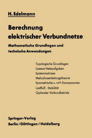 Książka Berechnung elektrischer Verbundnetze Hans Edelmann