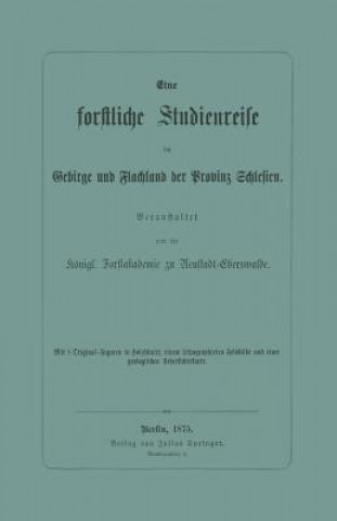 Kniha Eine Forstliche Studienreise Im Gebirge Und Flachland Der Provinz Schlesien Konigl Forstakademie Zu Neustadt-Eberswalde