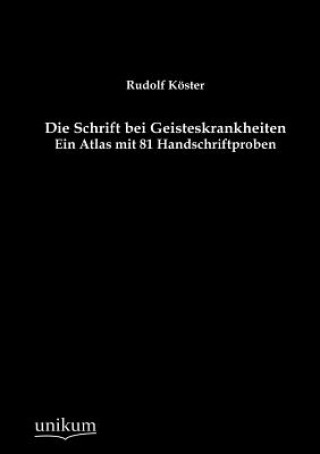 Kniha Schrift bei Geisteskrankheiten Rudolf Köster
