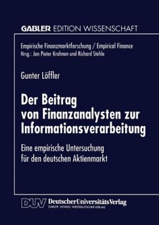 Carte Beitrag Von Finanzanalysten Zur Informationsverarbeitung Gunter Löffler