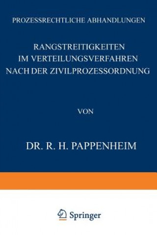 Βιβλίο Rangstreitigkeiten Im Verteilungsverfahren Nach Der Zivilprozessordnung R. H. Pappenheim