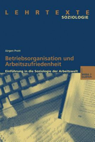 Kniha Betriebsorganisation Und Arbeitszufriedenheit Jürgen Prott