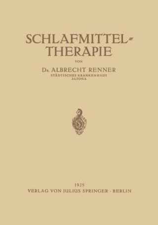 Książka Schlafmittel-Therapie Albrecht Renner