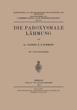 Carte Die Paroxysmale L hmung Albert K. E. Schmidt