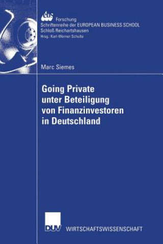 Carte Going Private unter Beteiligung von Finanzinvestoren in Deutschland Marc Siemens