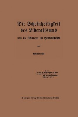 Knjiga Scheinheiligkeit Des Liberalismus Und Die Sklaverei Im Handelsstande NA Empiricus