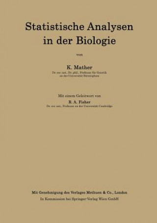 Kniha Statistische Analysen in Der Biologie Kenneth Mather