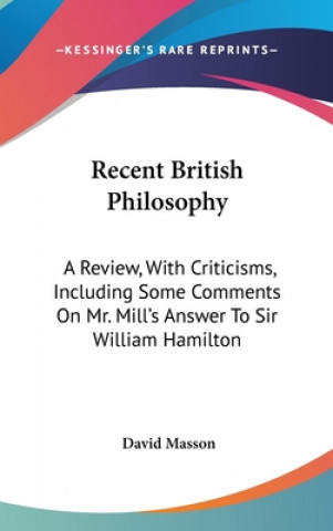 Książka RECENT BRITISH PHILOSOPHY: A REVIEW, WIT DAVID MASSON