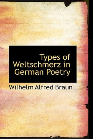 Könyv Types of Weltschmerz in German Poetry Wilhelm Alfred Braun