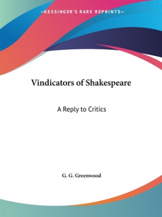 Book Vindicators of Shakespeare G. G. Greenwood