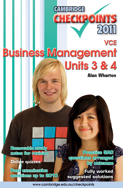 Könyv Cambridge Checkpoints VCE Business Management Units 3&4 2011 Alan Wharton