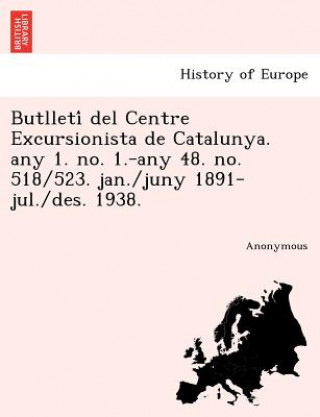 Kniha Butlleti del Centre Excursionista de Catalunya. Any 1. No. 1.-Any 48. No. 518/523. Jan./Juny 1891-Jul./Des. 1938. Anonymous