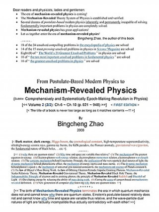 Könyv From Postulate-Based Modern Physics to Mechanism-Revealed Physics, Vol.2 (2/2) Ph.D. Bingcheng Zhao