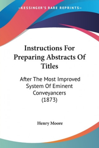 Knjiga Instructions For Preparing Abstracts Of Titles Henry Moore