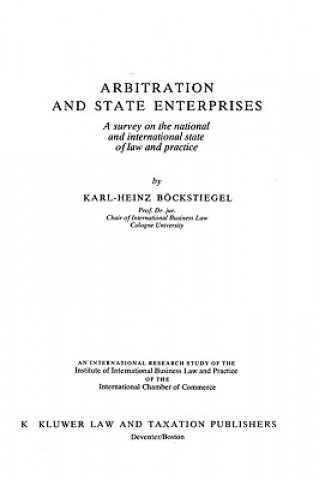 Kniha Arbitration and State Enterprises K.H. Bockstiegel