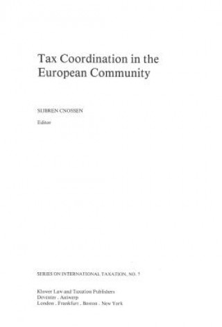 Książka Tax Coordination in the European Community Sijbren Cnossen