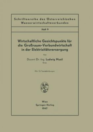 Kniha Wirtschaftliche Gesichtspunkte Fur Die Grossraum-Verbundwirtschaft in Der Elektrizitatsversorgung Ludwig Musil