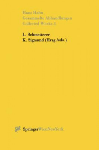 Carte Gesammelte Abhandlungen III - Collected Works III Hans Hahn