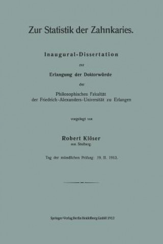 Boek Zur Statistik Der Zahnkaries Robert Kloser