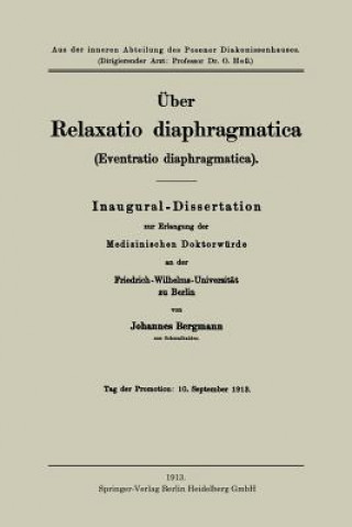 Könyv ber Relaxatio Diaphragmatica (Eventratio Diaphragmatica) Johannes Bergmann