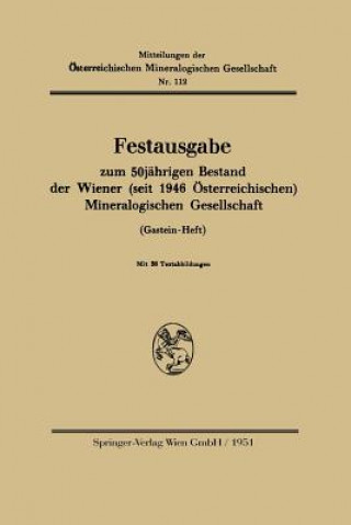 Carte Festausgabe Zum 50j hrigen Bestand Der Wiener (Seit 1946  sterreichischen) Mineralogischen Gesellschaft Wien Springer-Verlag
