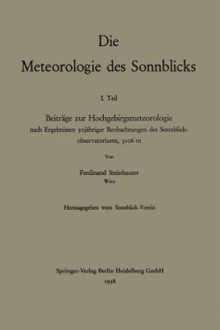 Książka Die Meteorologie Des Sonnblicks Ferdinand Steinhauser