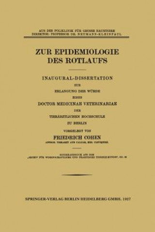 Könyv Zur Epidemiologie Des Rotlaufs Friedrich Cohen