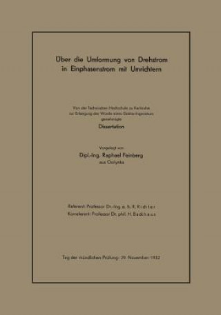 Kniha UEber Die Umformung Von Drehstrom in Einphasenstrom Mit Umrichtern Raphael Feinberg