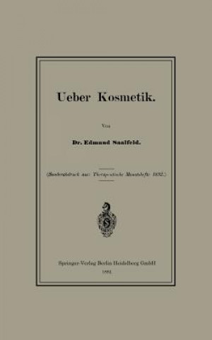 Kniha Ueber Kosmetik Edmund Saalfeld