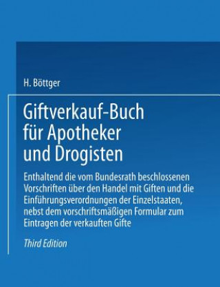 Carte Giftverkauf-Buch Fur Apotheker Und Drogisten Hermann Bottger