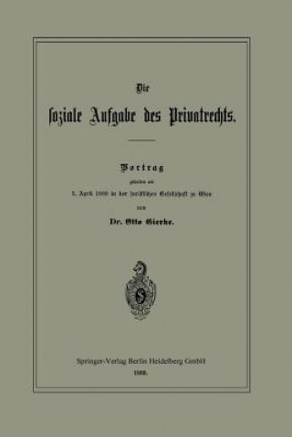 Buch Soziale Aufgabe Des Privatrechts Otto Gierke