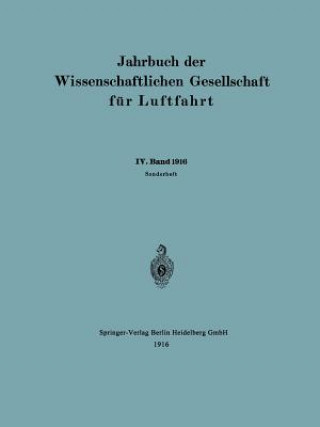 Книга Jahrbuch Der Wissenschaftlichen Gesellschaft F r Luftfahrt Springer