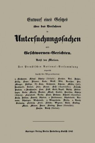 Carte Entwurf Eines Gesetzes  ber Das Verfahren in Untersuchungssachen Mit Geschwornen-Gerichten Springer