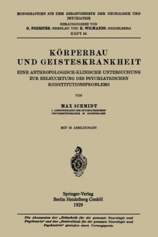 Książka K rperbau Und Geisteskrankheit Max Schmidt