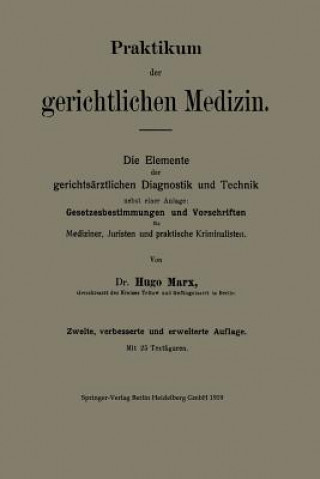 Carte Praktikum Der Gerichtlichen Medizin Hugo Marx
