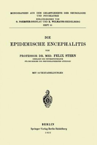 Libro Epidemische Encephalitis Felix Stern