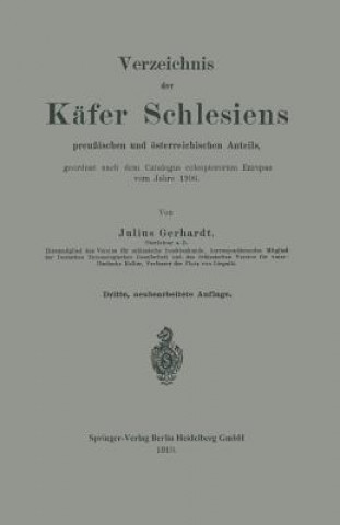 Buch Verzeichnis Der K fer Schlesiens Julius Gerhardt