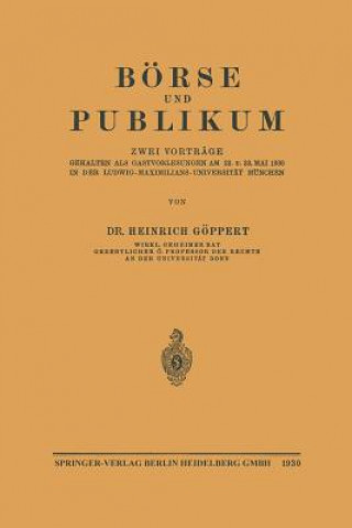 Buch Boerse Und Publikum Heinrich Goppert