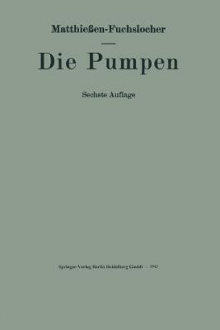 Kniha Die Pumpen Eugen Fuchslocher