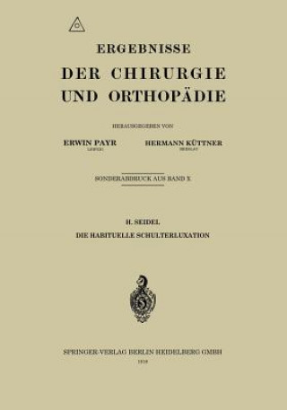 Kniha Habituelle Schulterluxation H Seidel