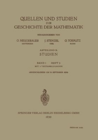 Carte Quellen Und Studien Zur Geschichte Der Mathematik Otto Toeplitz