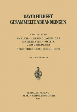 Βιβλίο Dritter Band: Analysis - Grundlagen Der Mathematik - Physik Verschiedenes David Hilbert