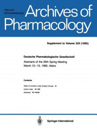 Livre Deutsche Pharmakologische Gesellschaft Deutsche Pharmakologische Gesellschaft