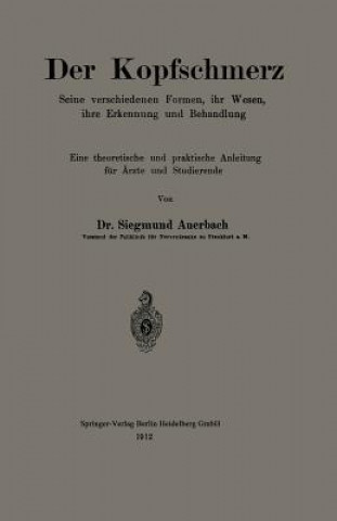 Kniha Kopfschmerz Siegmund Auerbach