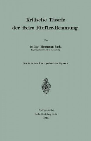 Buch Kritische Theorie Der Freien Riefler-Hemmung Hermann Bock