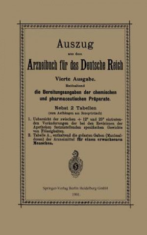 Książka Auszug Aus Dem Arzneibuch Fur Das Deutsche Reich Berlin Verlag Von Julius Springer