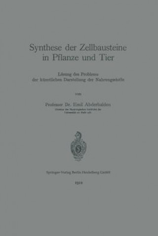 Libro Synthese Der Zellbausteine in Pflanze Und Tier Emil Abderhalden