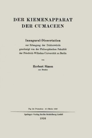 Kniha Kiemenapparat Der Cumaceen Herbert Simon